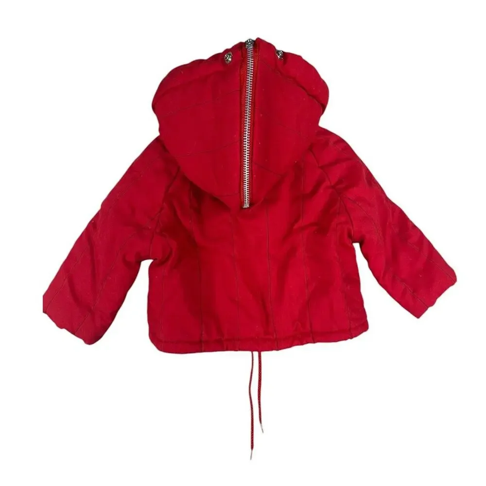 Vintage 12 Months Baby Jacket Red Kids if By Elkay Made In USA Hood